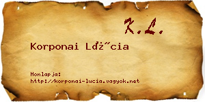 Korponai Lúcia névjegykártya